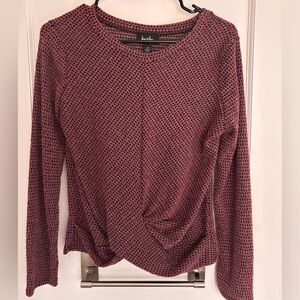 Women’s Textured Front Knot Long Sleeve Top